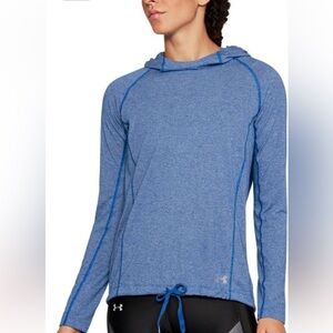 Under Armour Women’s Hooded Long Sleeve Top HeatGear Threadborne Blue Pullover